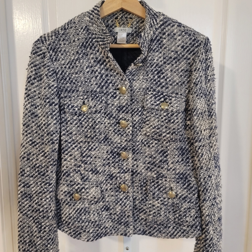 Cache Linen Blended Knit Jacket 6 Small Tp Medium - image 1